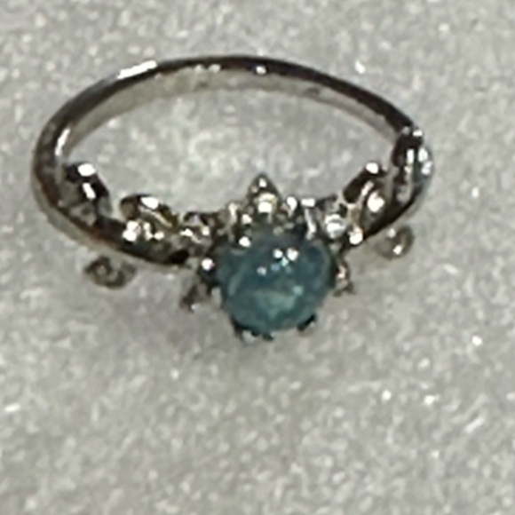 Silver Round Cut Blue Simulated Opal Rings Couple's Day Gift Size6 - Picture 7 of 10